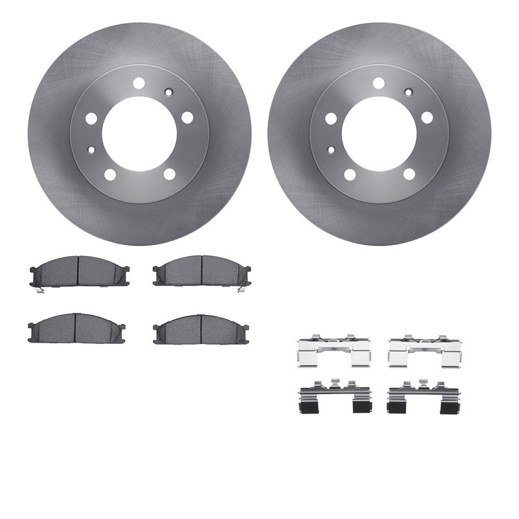6512-67287 Brake Rotors w/5000 Advanced Brake Pads Kit with Hardware, 1987-1988 Infiniti/Nissan, Position: Front