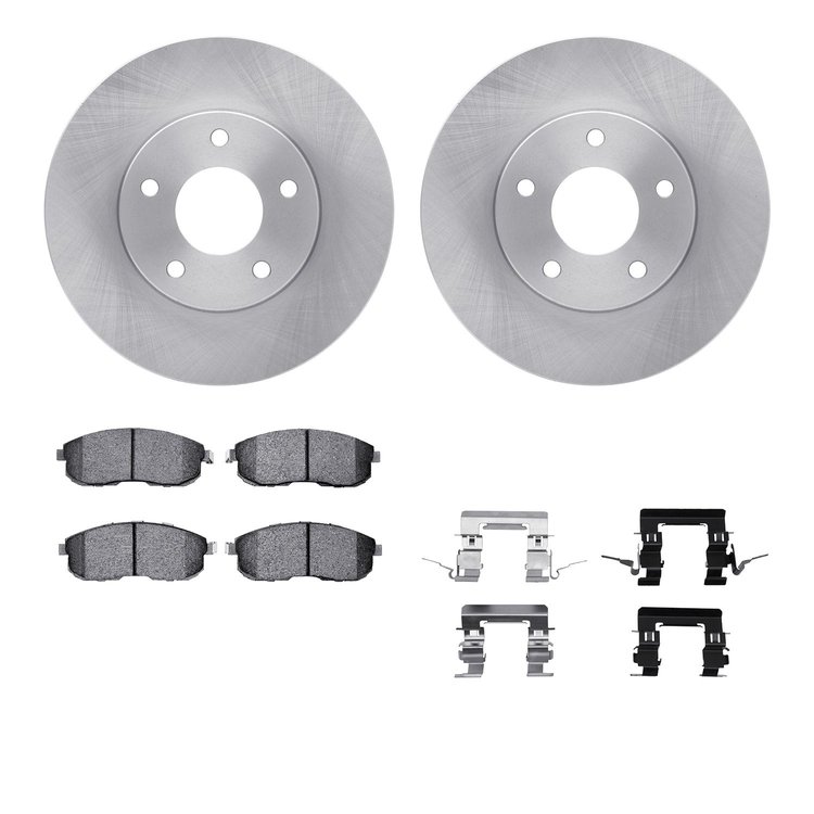 6512-67326 Brake Rotors w/5000 Advanced Brake Pads Kit with Hardware, 1999-2001 Infiniti/Nissan, Position: Front