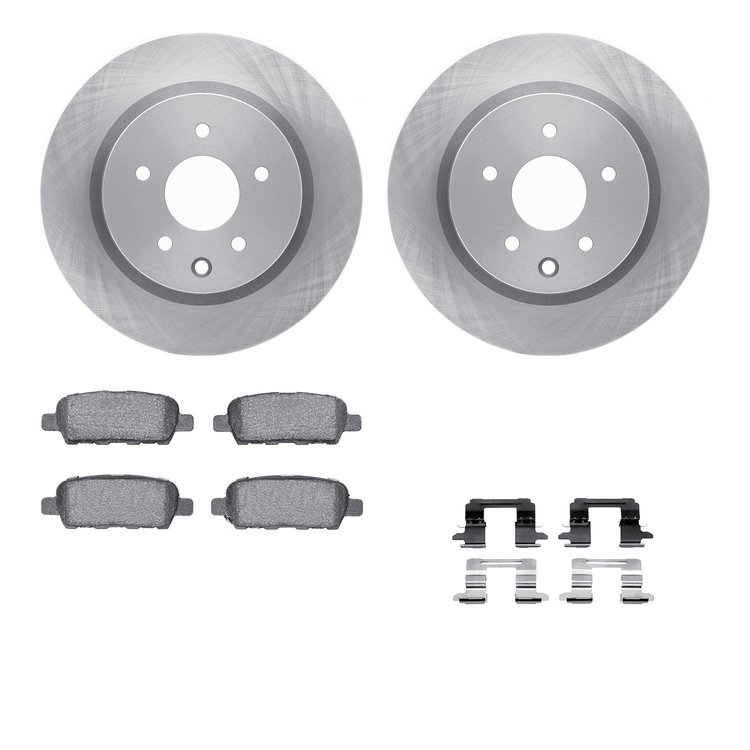 6512-67362 Brake Rotors w/5000 Advanced Brake Pads Kit with Hardware, 2005-2021 Infiniti/Nissan, Position: Rear