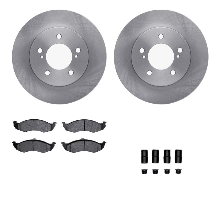 6512-67380 Brake Rotors w/5000 Advanced Brake Pads Kit with Hardware, 1993-2002 Multiple Makes/Models, Position: Front