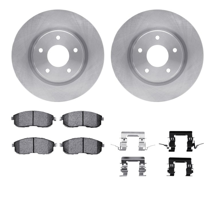 6512-67391 Brake Rotors w/5000 Advanced Brake Pads Kit with Hardware, 2007-2012 Infiniti/Nissan, Position: Front
