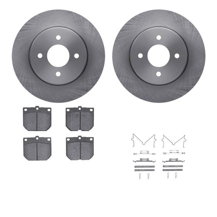 6512-67429 Brake Rotors w/5000 Advanced Brake Pads Kit with Hardware, 1978-1982 Infiniti/Nissan, Position: Front