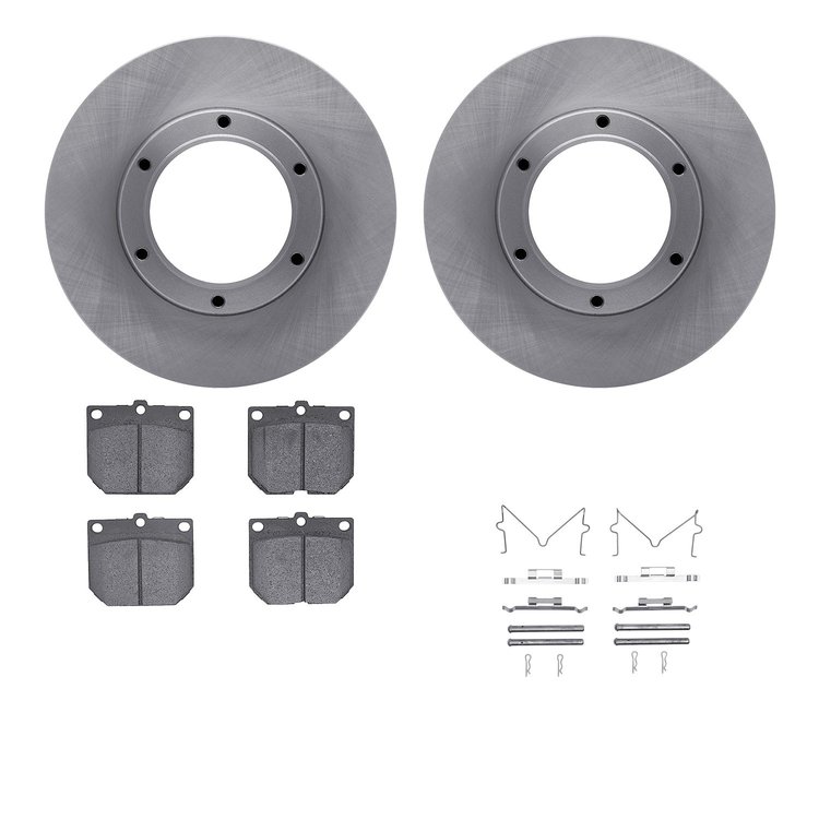 6512-67432 Brake Rotors w/5000 Advanced Brake Pads Kit with Hardware, 1980-1982 Infiniti/Nissan, Position: Front