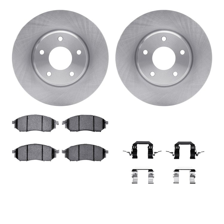 6512-67454 Brake Rotors w/5000 Advanced Brake Pads Kit with Hardware, 2002-2006 Infiniti/Nissan, Position: Front