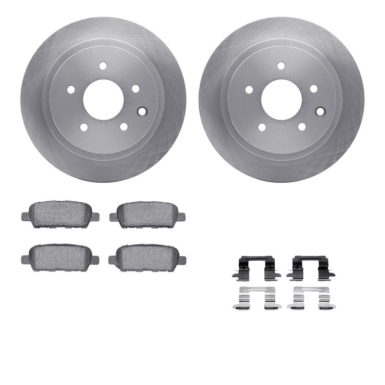 6512-67463 Brake Rotors w/5000 Advanced Brake Pads Kit with Hardware, Fits Select Multiple Makes/Models, Position: Rear