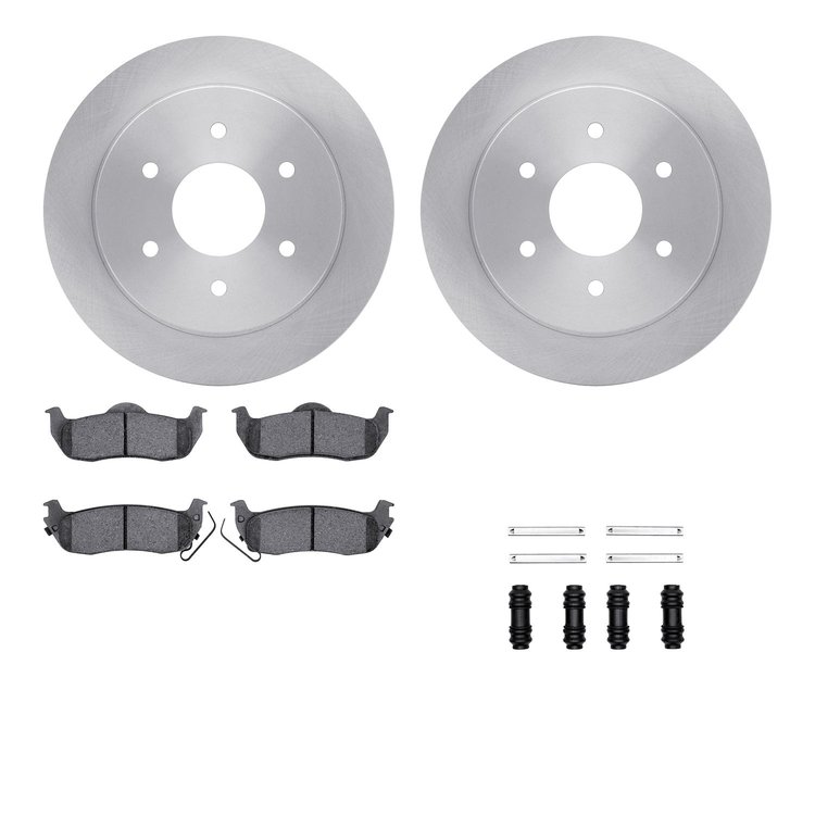6512-67471 Brake Rotors w/5000 Advanced Brake Pads Kit with Hardware, 2004-2015 Infiniti/Nissan, Position: Rear