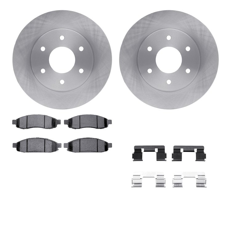 6512-67474 Brake Rotors w/5000 Advanced Brake Pads Kit with Hardware, 2004-2005 Infiniti/Nissan, Position: Front