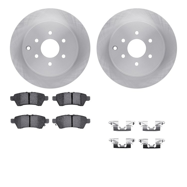 6512-67480 Brake Rotors w/5000 Advanced Brake Pads Kit with Hardware, 2005-2012 Infiniti/Nissan, Position: Rear