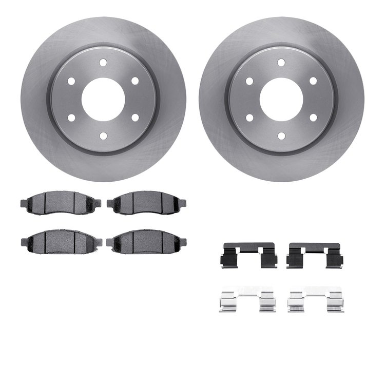 6512-67489 Brake Rotors w/5000 Advanced Brake Pads Kit with Hardware, 2005-2007 Infiniti/Nissan, Position: Front