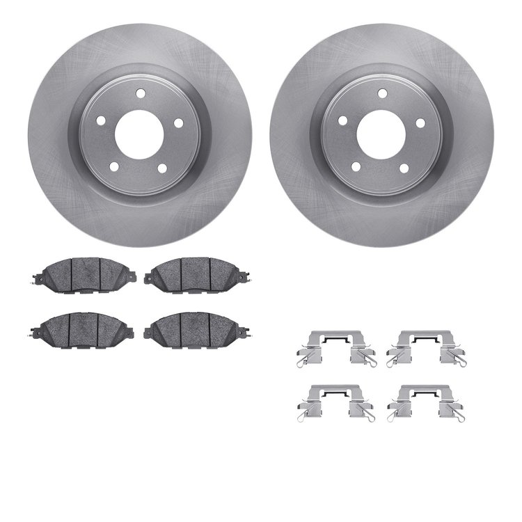 6512-67528 Brake Rotors w/5000 Advanced Brake Pads Kit with Hardware, Fits Select Infiniti/Nissan, Position: Front