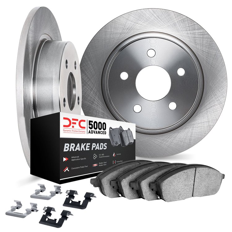 6512-67555 Brake Rotors w/5000 Advanced Brake Pads Kit with Hardware, Fits Select Infiniti/Nissan, Position: Rear
