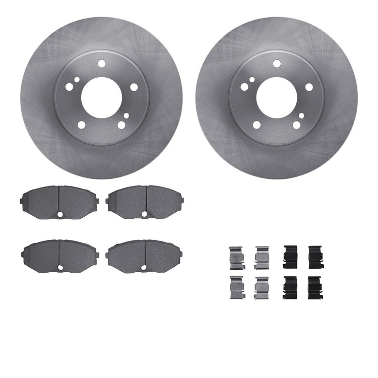 6512-68023 Brake Rotors w/5000 Advanced Brake Pads Kit with Hardware, 1990-1995 Infiniti/Nissan, Position: Front