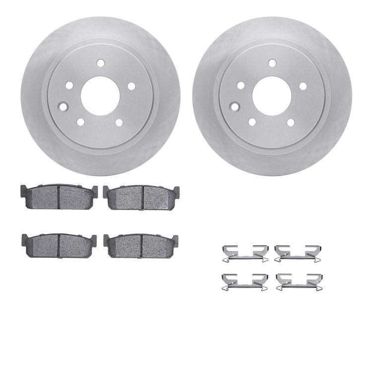 6512-68038 Brake Rotors w/5000 Advanced Brake Pads Kit with Hardware, 2002-2006 Infiniti/Nissan, Position: Rear