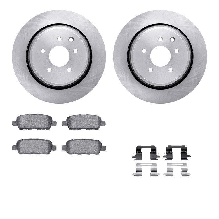 6512-68056 Brake Rotors w/5000 Advanced Brake Pads Kit with Hardware, 2007-2015 Infiniti/Nissan, Position: Rear