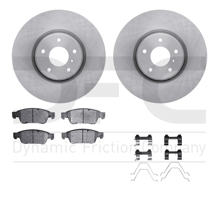 6512-68059 Brake Rotors w/5000 Advanced Brake Pads Kit with Hardware, 2007-2015 Infiniti/Nissan, Position: Front