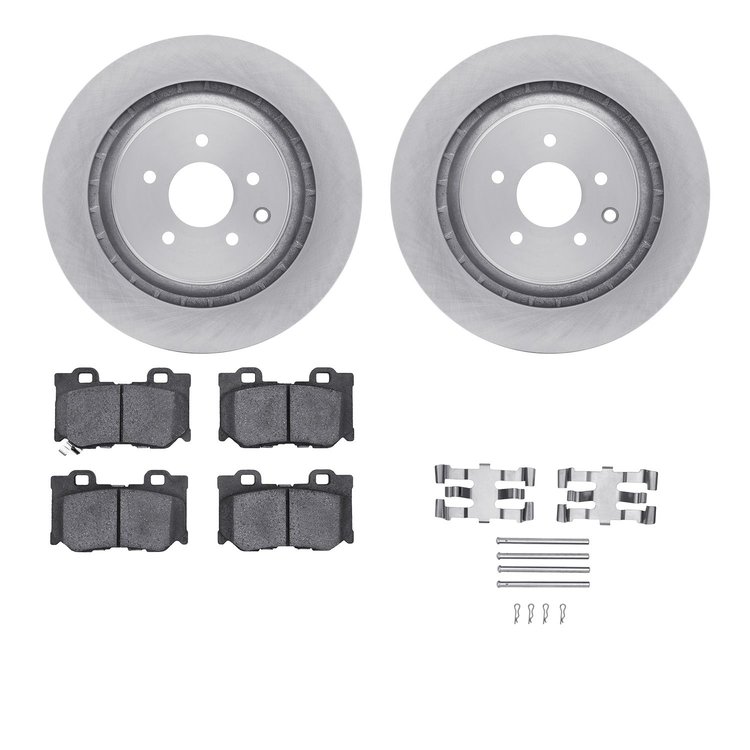 6512-68065 Brake Rotors w/5000 Advanced Brake Pads Kit with Hardware, 2008-2020 Infiniti/Nissan, Position: Rear