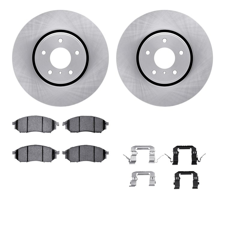 6512-68069 Brake Rotors w/5000 Advanced Brake Pads Kit with Hardware, 2005-2013 Infiniti/Nissan, Position: Front