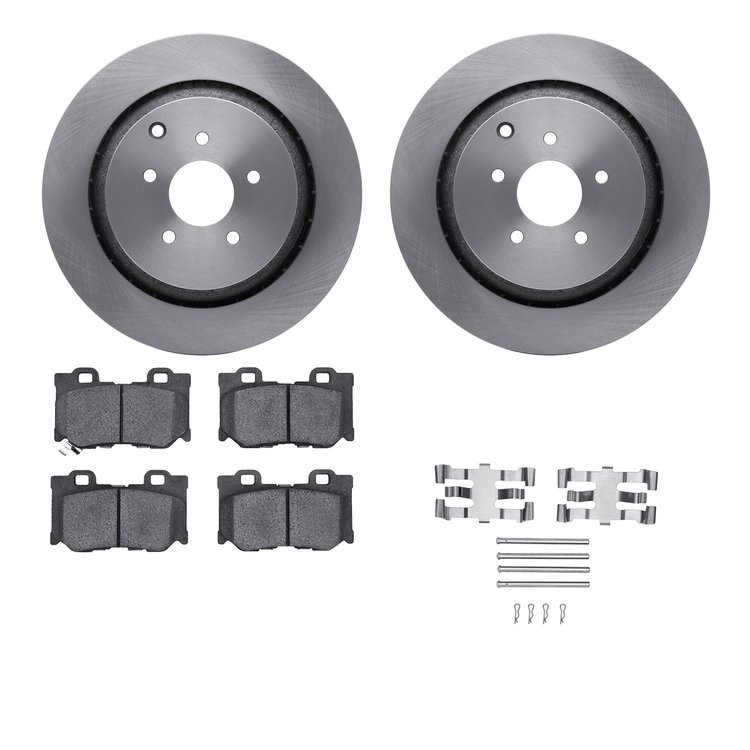 6512-68074 Brake Rotors w/5000 Advanced Brake Pads Kit with Hardware, Fits Select Infiniti/Nissan, Position: Rear