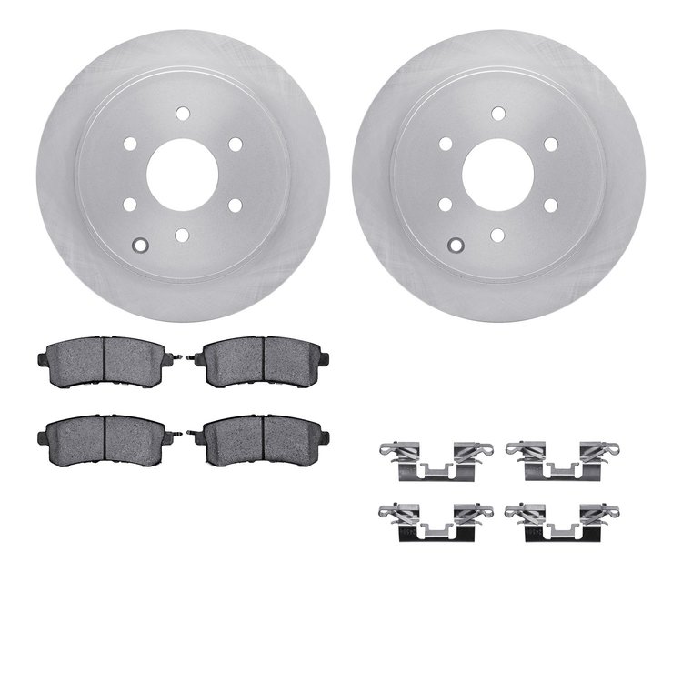 6512-68080 Brake Rotors w/5000 Advanced Brake Pads Kit with Hardware, Fits Select Infiniti/Nissan, Position: Rear