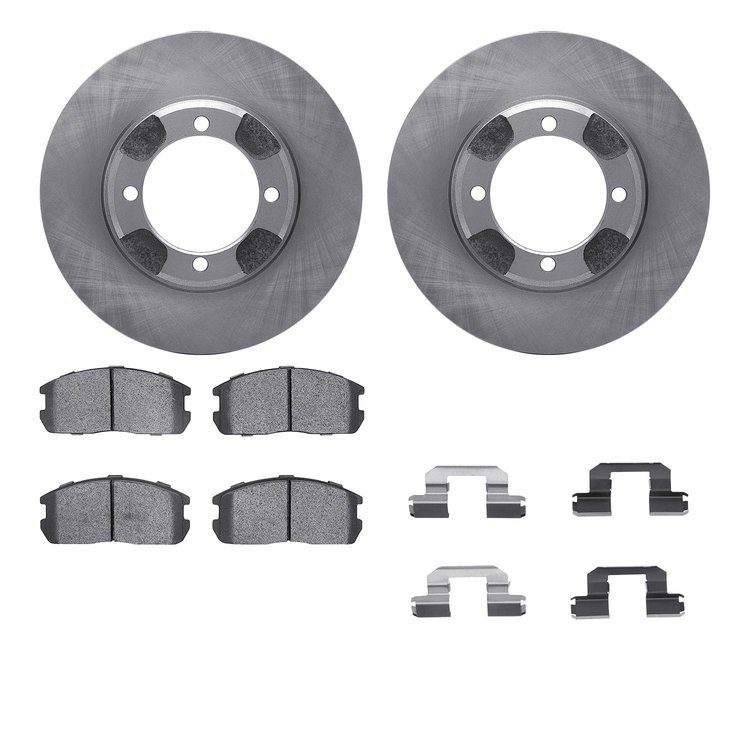 6512-72050 Brake Rotors w/5000 Advanced Brake Pads Kit with Hardware, 1985-1990 Multiple Makes/Models, Position: Front