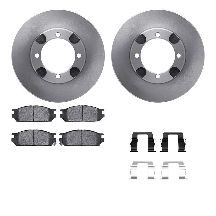 6512-72055 Brake Rotors w/5000 Advanced Brake Pads Kit with Hardware, 1991-1992 Multiple Makes/Models, Position: Front