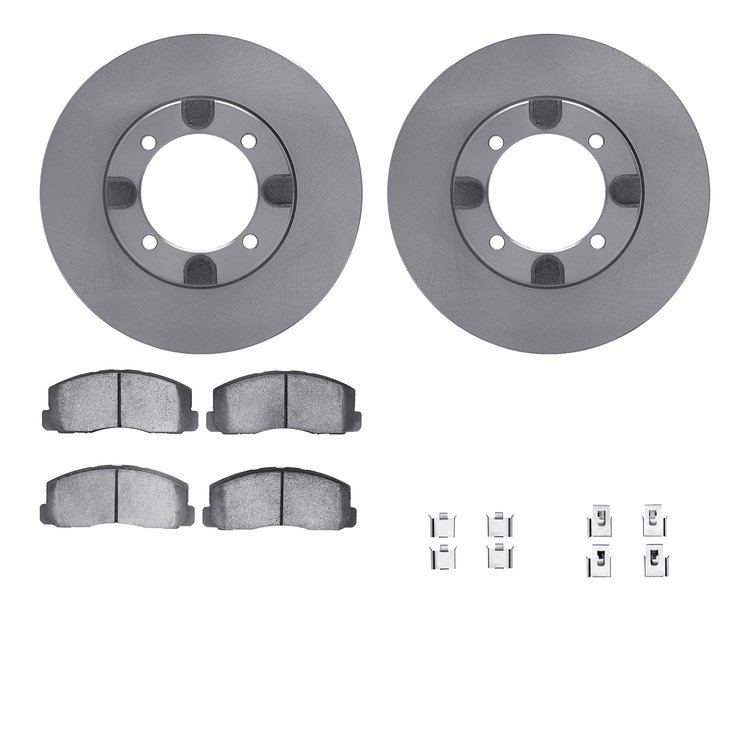 6512-72060 Brake Rotors w/5000 Advanced Brake Pads Kit with Hardware, 1987-1991 Multiple Makes/Models, Position: Front