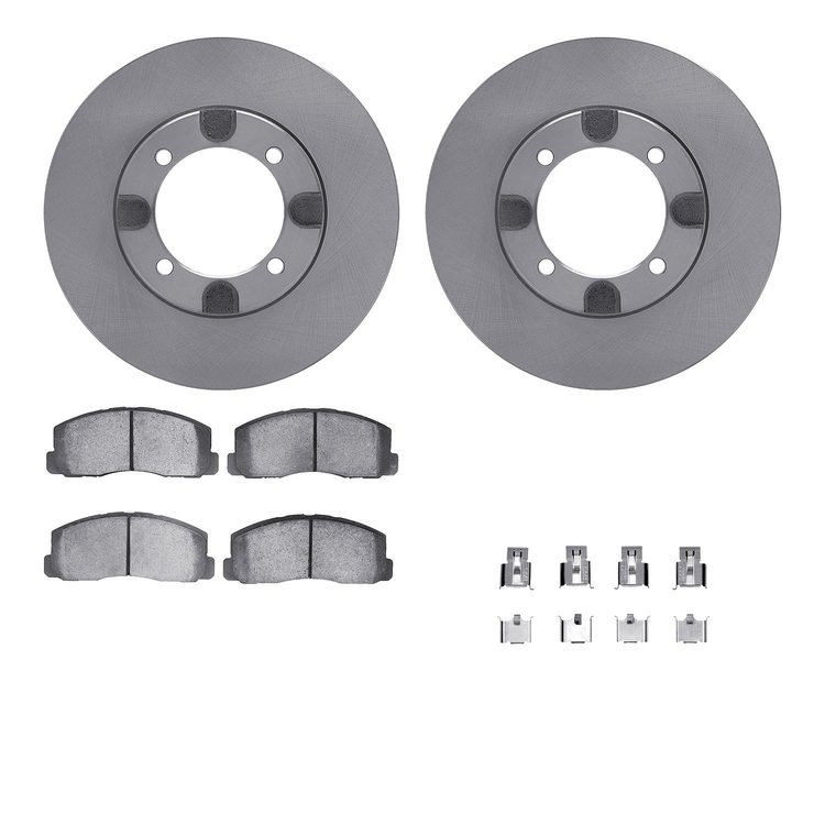 6512-72064 Brake Rotors w/5000 Advanced Brake Pads Kit with Hardware, 1983-1986 Multiple Makes/Models, Position: Front