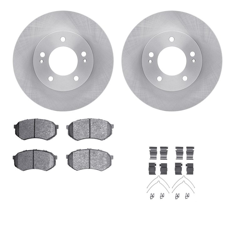 6512-72071 Brake Rotors w/5000 Advanced Brake Pads Kit with Hardware, 1983-1989 Multiple Makes/Models, Position: Front