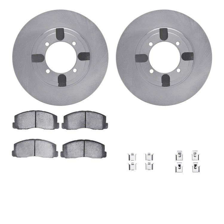6512-72092 Brake Rotors w/5000 Advanced Brake Pads Kit with Hardware, 1984-1990 Multiple Makes/Models, Position: Front