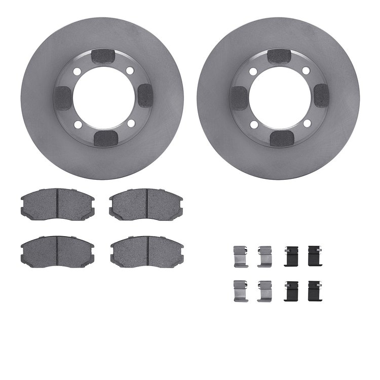 6512-72122 Brake Rotors w/5000 Advanced Brake Pads Kit with Hardware, 1991-1992 Multiple Makes/Models, Position: Front