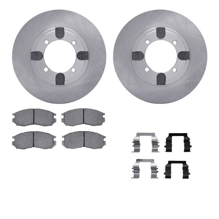 6512-72125 Brake Rotors w/5000 Advanced Brake Pads Kit with Hardware, 1991-1991 Mitsubishi, Position: Front