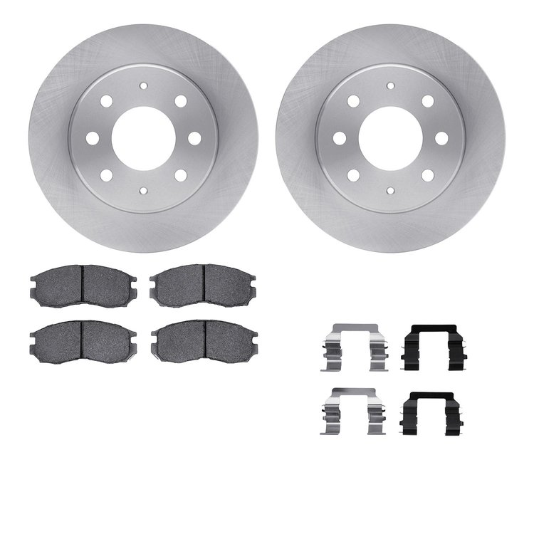6512-72140 Brake Rotors w/5000 Advanced Brake Pads Kit with Hardware, 1989-1997 Multiple Makes/Models, Position: Front