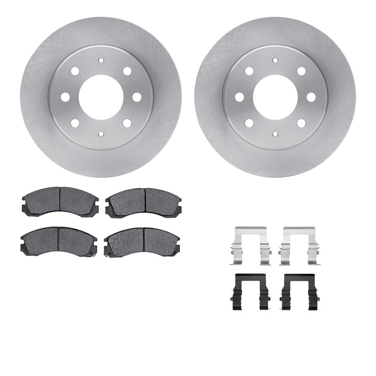 6512-72141 Brake Rotors w/5000 Advanced Brake Pads Kit with Hardware, 1998-1998 Mitsubishi, Position: Front