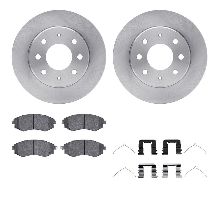 6512-72142 Brake Rotors w/5000 Advanced Brake Pads Kit with Hardware, 1999-2001 Kia/Hyundai/Genesis, Position: Front