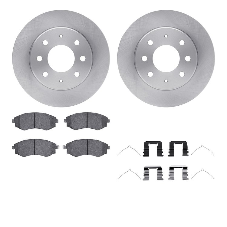 6512-72143 Brake Rotors w/5000 Advanced Brake Pads Kit with Hardware, 1998-2001 Kia/Hyundai/Genesis, Position: Front