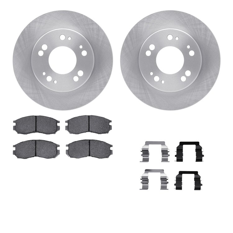 6512-72164 Brake Rotors w/5000 Advanced Brake Pads Kit with Hardware, 1990-2005 Multiple Makes/Models, Position: Front
