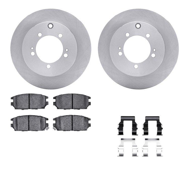 6512-72176 Brake Rotors w/5000 Advanced Brake Pads Kit with Hardware, 1992-1996 Mitsubishi, Position: Rear