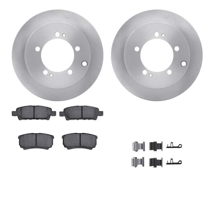 6512-72180 Brake Rotors w/5000 Advanced Brake Pads Kit with Hardware, 2004-2007 Mitsubishi, Position: Rear