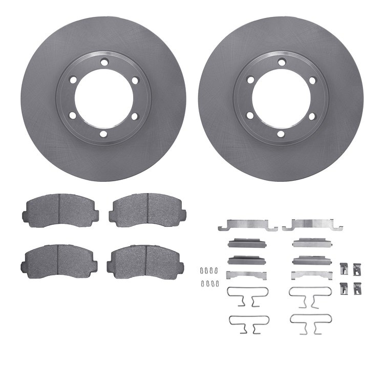 6512-72187 Brake Rotors w/5000 Advanced Brake Pads Kit with Hardware, 1981-1987 Multiple Makes/Models, Position: Front