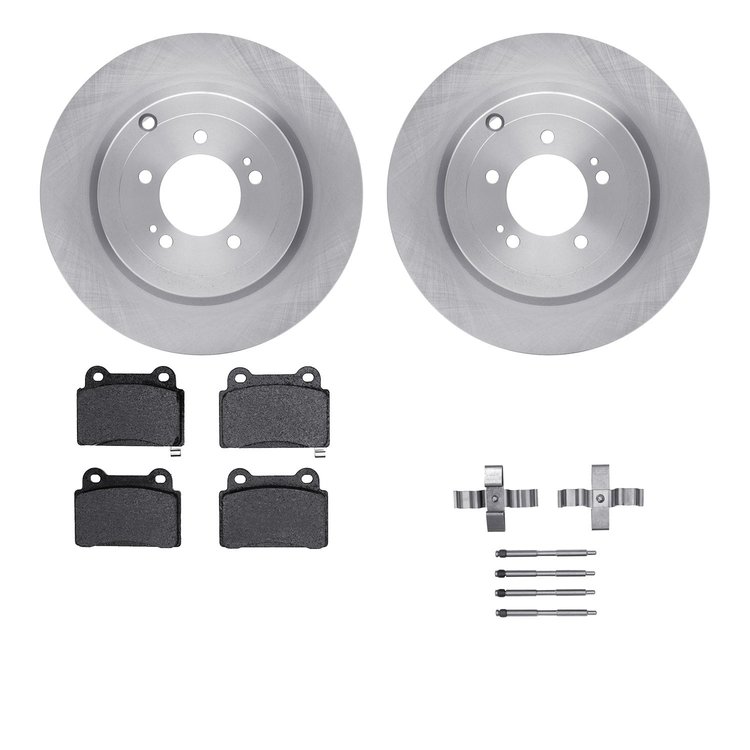 6512-72245 Brake Rotors w/5000 Advanced Brake Pads Kit with Hardware, 2008-2015 Mitsubishi, Position: Rear