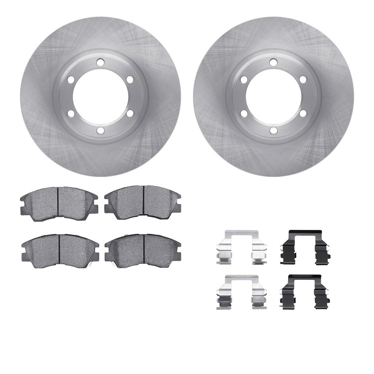 6512-72272 Brake Rotors w/5000 Advanced Brake Pads Kit with Hardware, 1987-1989 Multiple Makes/Models, Position: Front