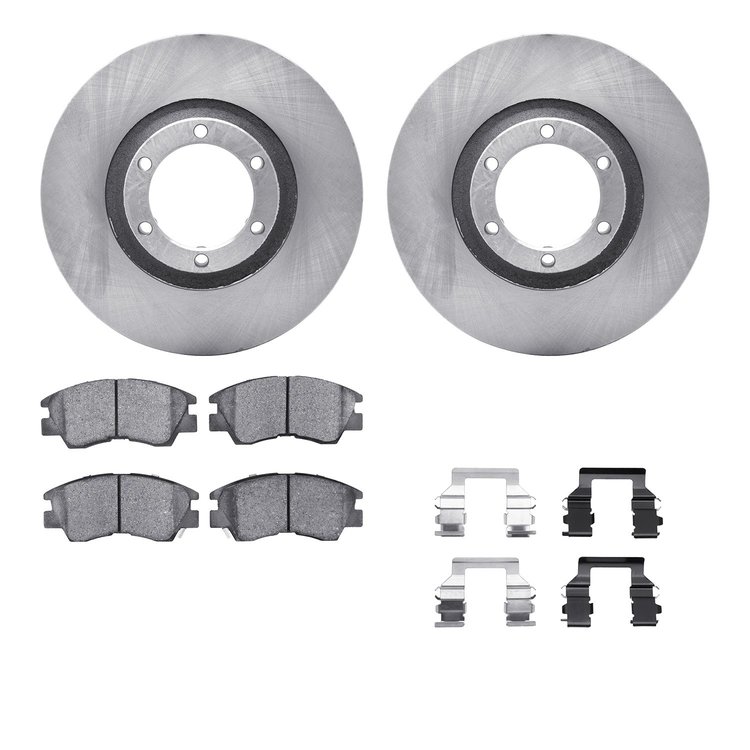 6512-72275 Brake Rotors w/5000 Advanced Brake Pads Kit with Hardware, 1986-1995 Multiple Makes/Models, Position: Front