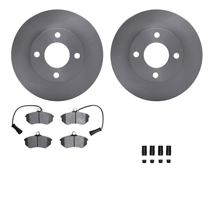 6512-73079 Brake Rotors w/5000 Advanced Brake Pads Kit with Hardware, 1983-1991 Audi/Volkswagen, Position: Front