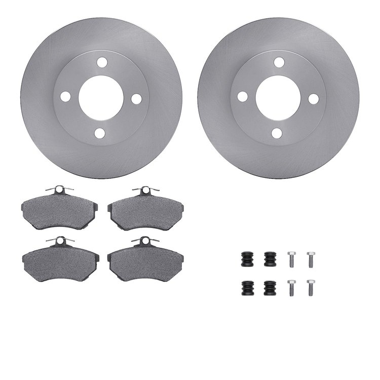 6512-73083 Brake Rotors w/5000 Advanced Brake Pads Kit with Hardware, 1980-1992 Audi/Volkswagen, Position: Front