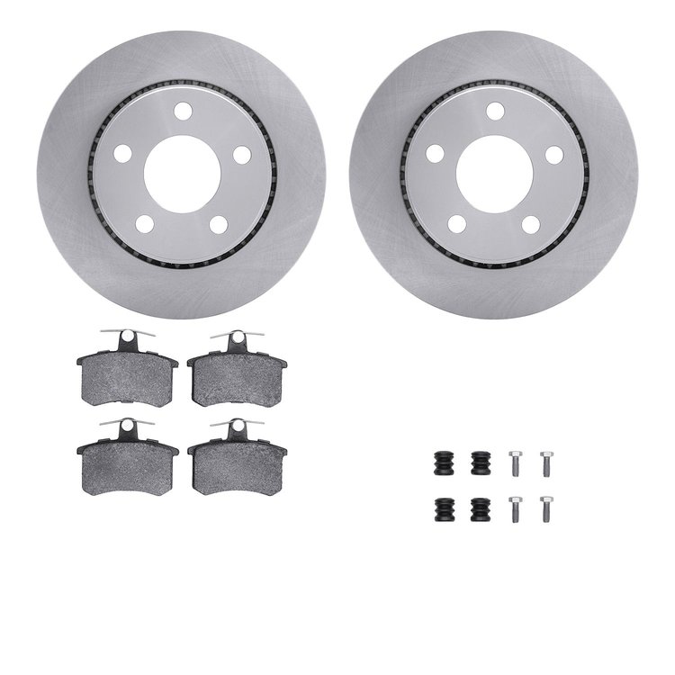 6512-73094 Brake Rotors w/5000 Advanced Brake Pads Kit with Hardware, 1986-1991 Audi/Volkswagen, Position: Rear