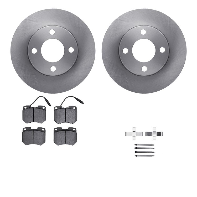 6512-73100 Brake Rotors w/5000 Advanced Brake Pads Kit with Hardware, 1978-1979 Audi/Volkswagen, Position: Front