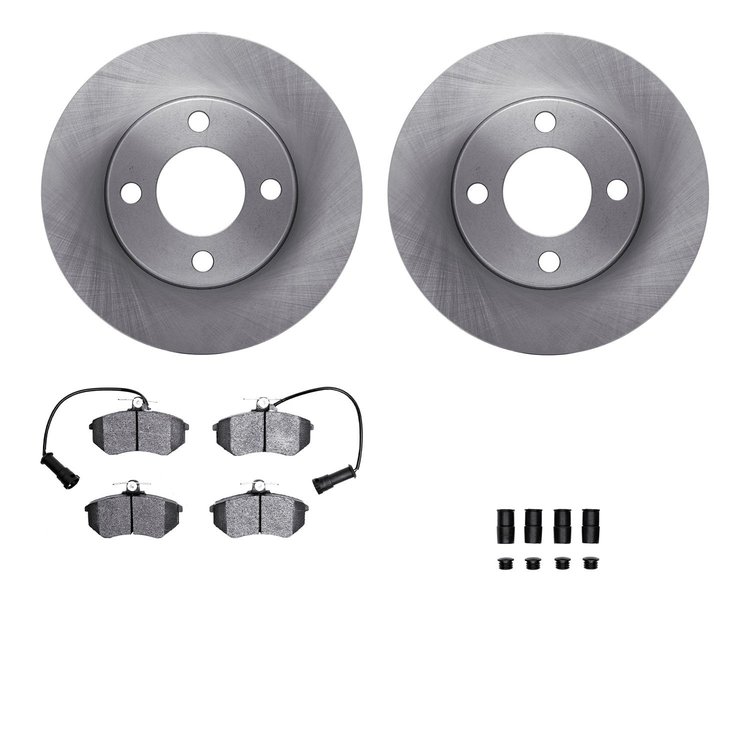 6512-73101 Brake Rotors w/5000 Advanced Brake Pads Kit with Hardware, 1983-1985 Audi/Volkswagen, Position: Front