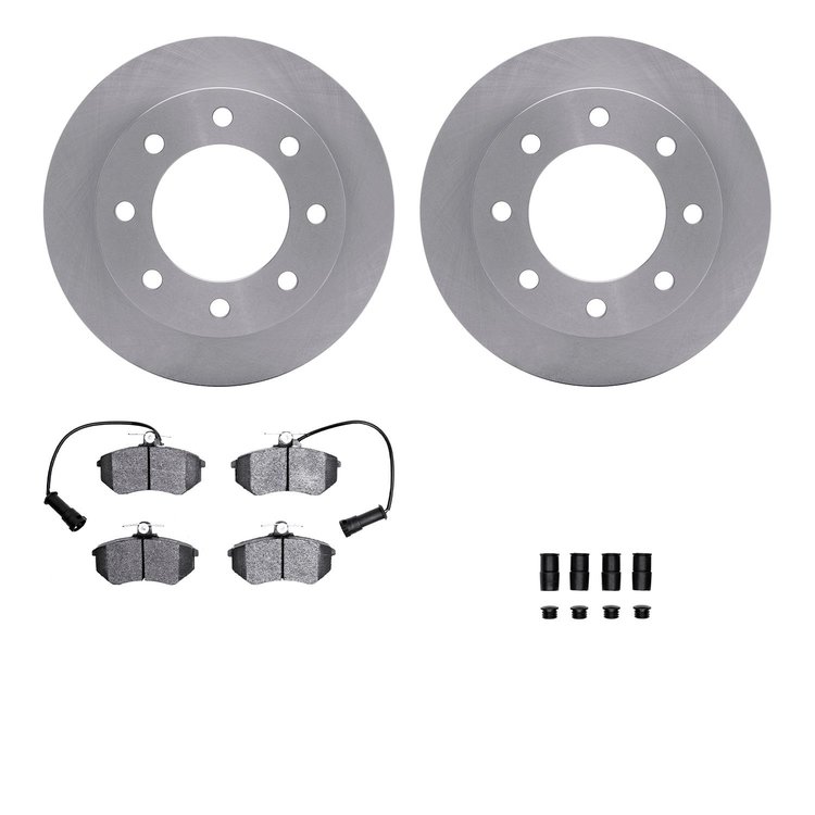 6512-73112 Brake Rotors w/5000 Advanced Brake Pads Kit with Hardware, 1983-1986 Audi/Volkswagen, Position: Front