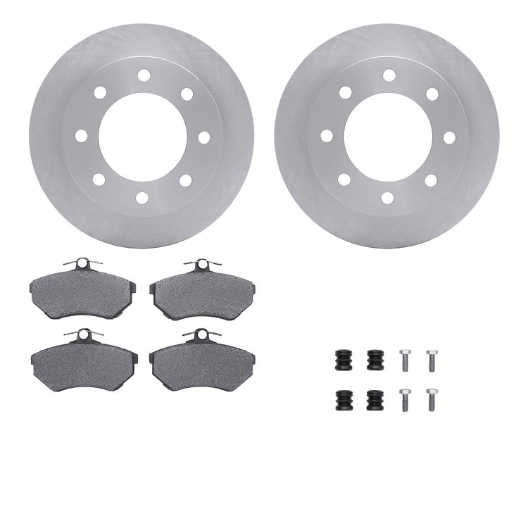 6512-73114 Brake Rotors w/5000 Advanced Brake Pads Kit with Hardware, 1980-1983 Audi/Volkswagen, Position: Front
