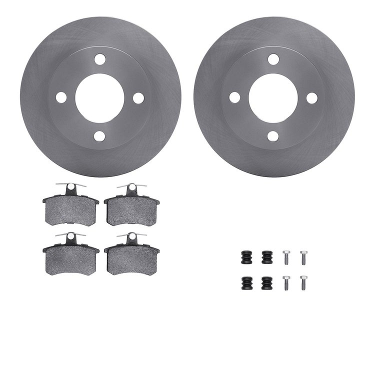 6512-73127 Brake Rotors w/5000 Advanced Brake Pads Kit with Hardware, 1982-1998 Audi/Volkswagen, Position: Rear